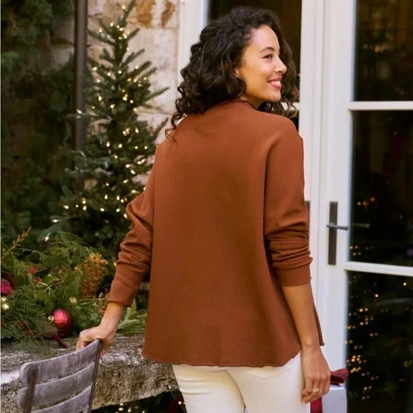 NEW Frank & Eileen Effie Capelet in Cinnamon Triple Fleece Funnel Neck Sz S - Picture 2 of 8